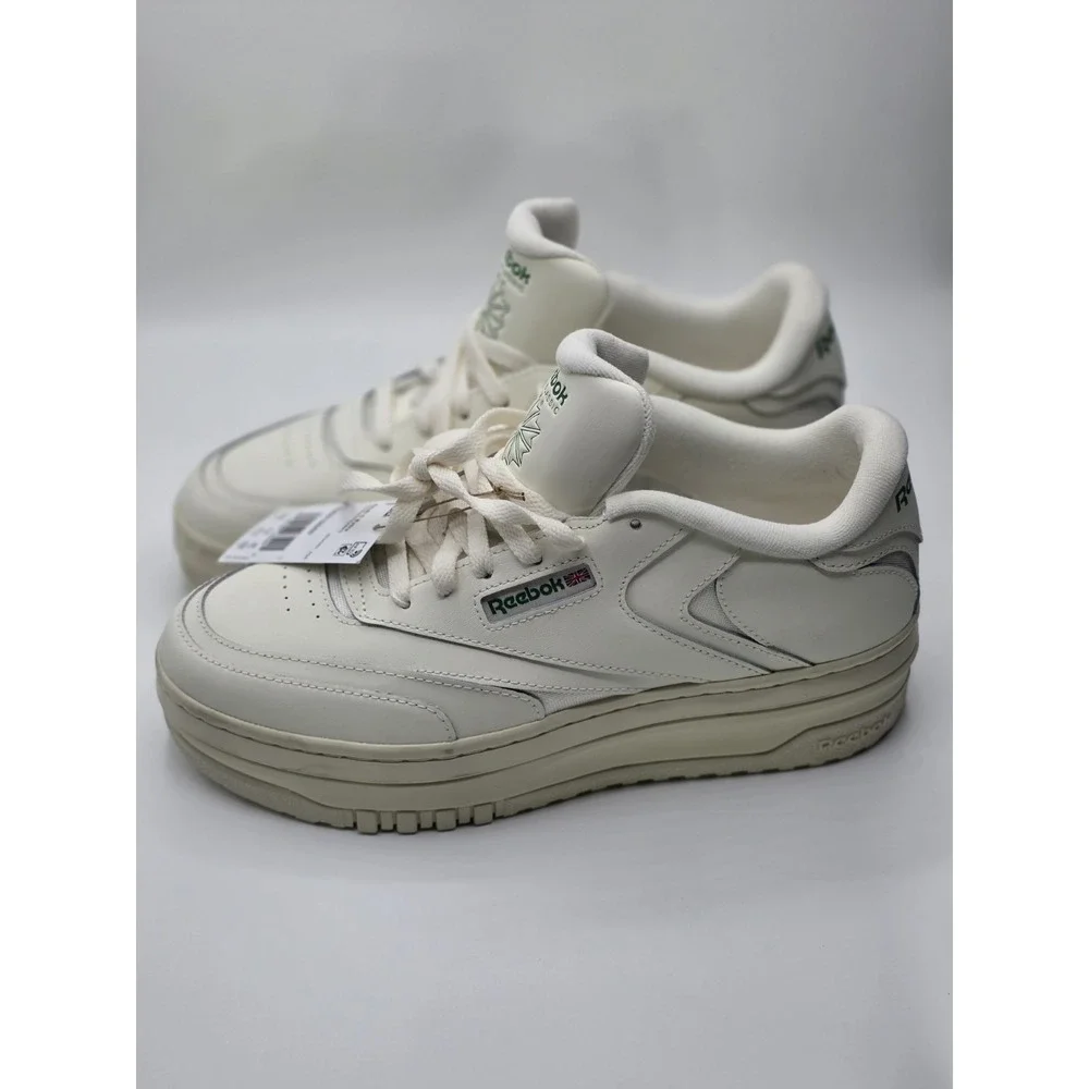Reebok Club C Extra Platform Sneakers Womens 11 Chalk Green Leather Chunky Shoes